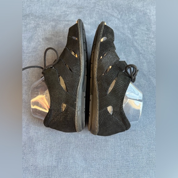 Earth Plover Sandals Shoes Woman’s SZ 7 Black Leather Lace Up Casual Comfort - Picture 6 of 10